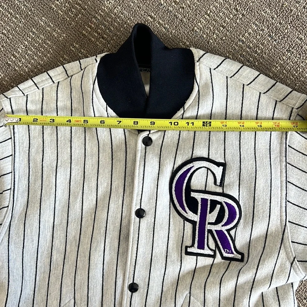 ** Vintage 90s MLB **  Felco Colorado Rockies Pinstripe Bomber Jacket - Large